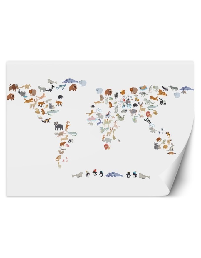 Children's room wall mural - Animal map | FEEBY