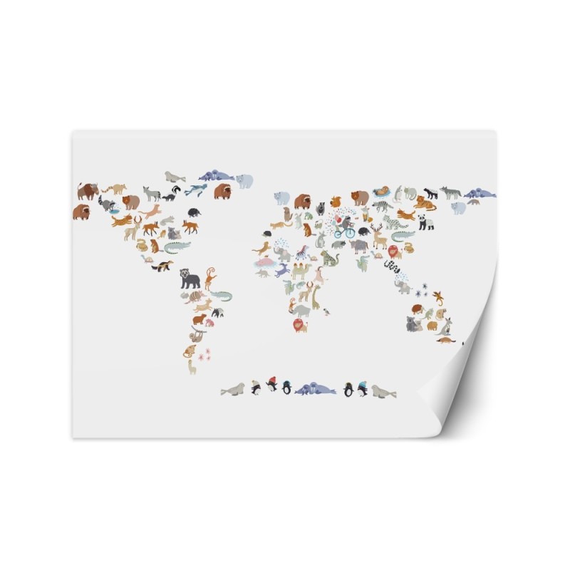 Children's room wall mural - Animal map | FEEBY
