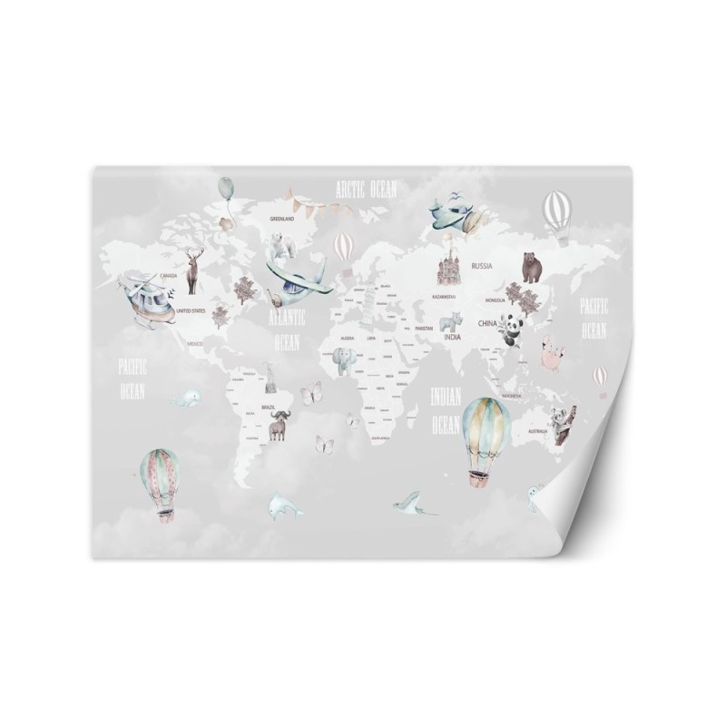 Children's wall mural - Pastel map of balloons | FEEBY