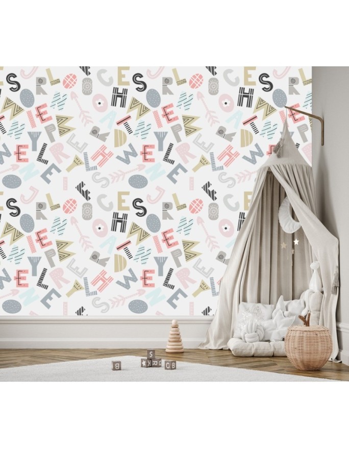 Children's wall mural - Pastel letters | FEEBY