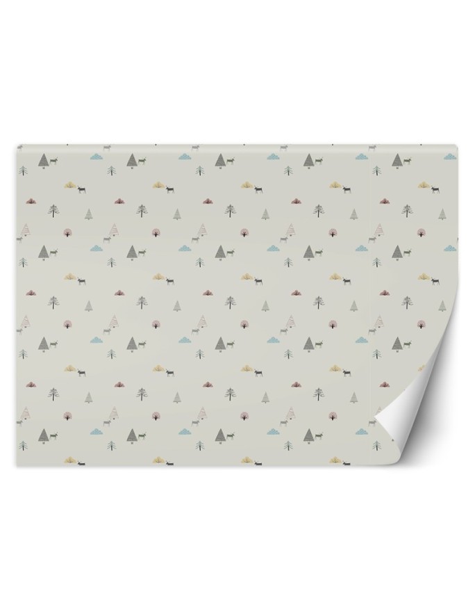 Children's wall mural - Scandi trees and moose | FEEBY