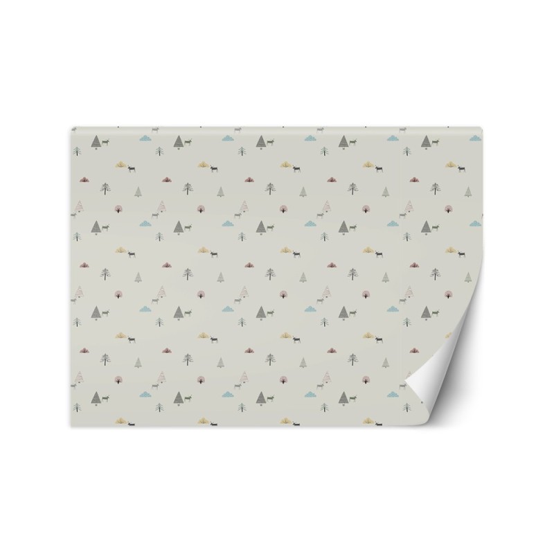 Children's wall mural - Scandi trees and moose | FEEBY