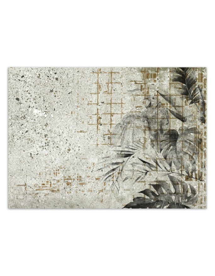 Exclusive wall murals - Monstera Leaves concrete wall | FEEBY
