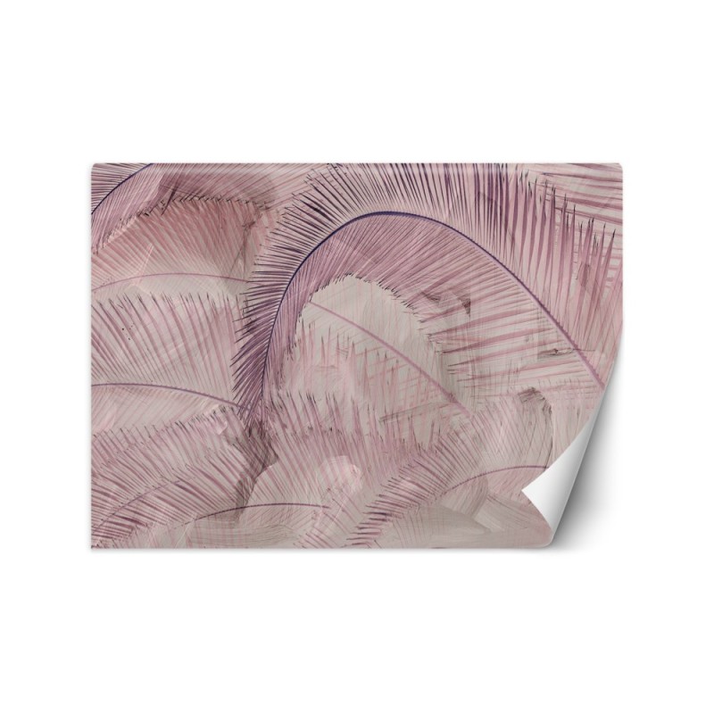 Exclusive wall mural - Palm leaves pink | FEEBY