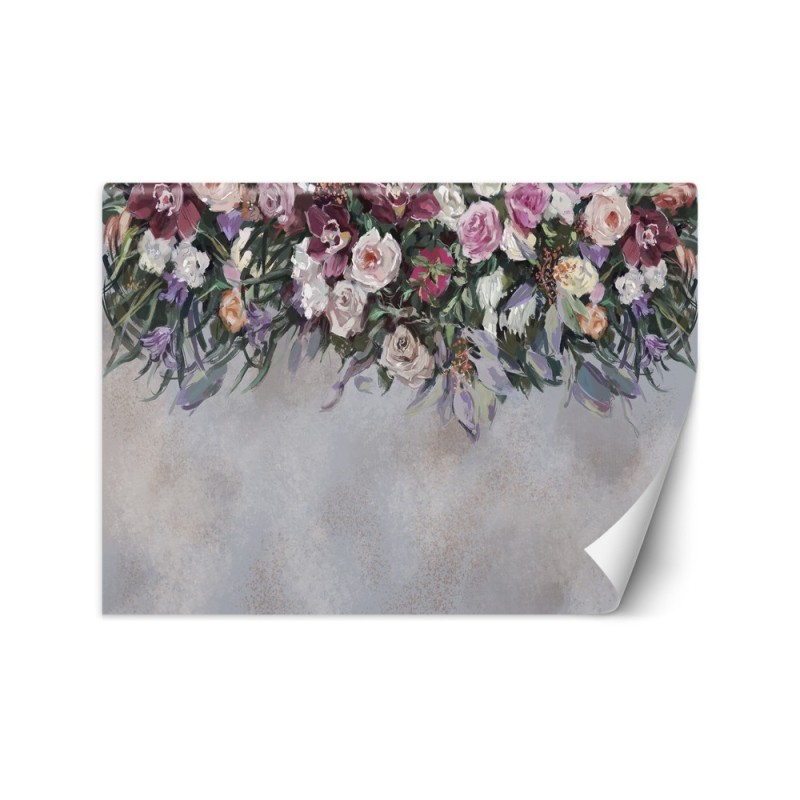 Original wall murals - Hanging bouquet of flowers concrete | FEEBY