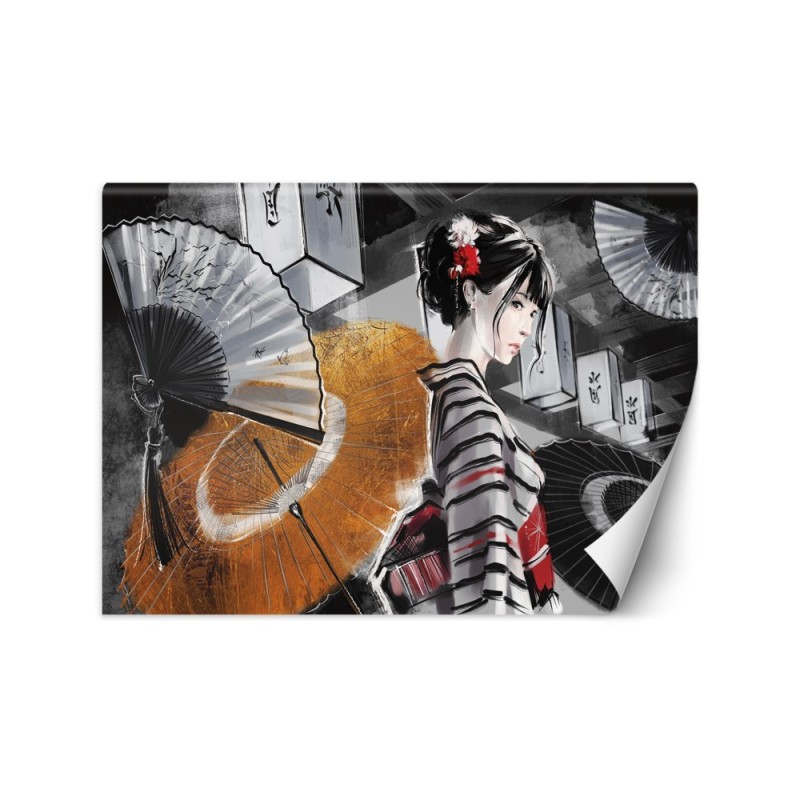 Modern wall murals - Geisha with fan | FEEBY