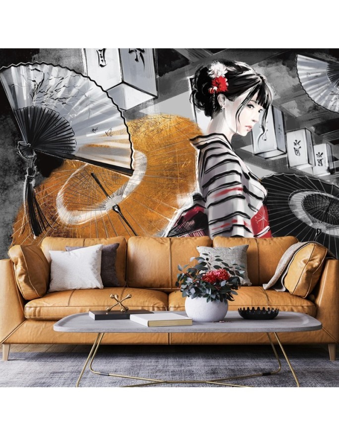 Modern wall murals - Geisha with fan | FEEBY