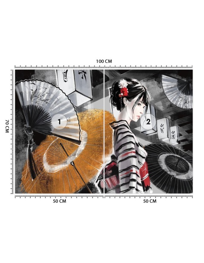 Modern wall murals - Geisha with fan | FEEBY