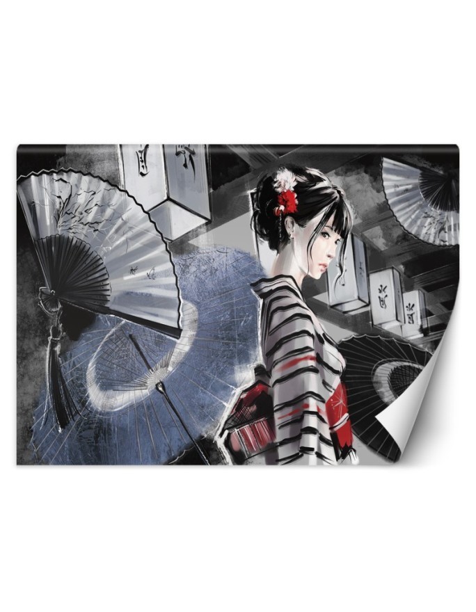 Modern wall murals - Geisha with fan | FEEBY
