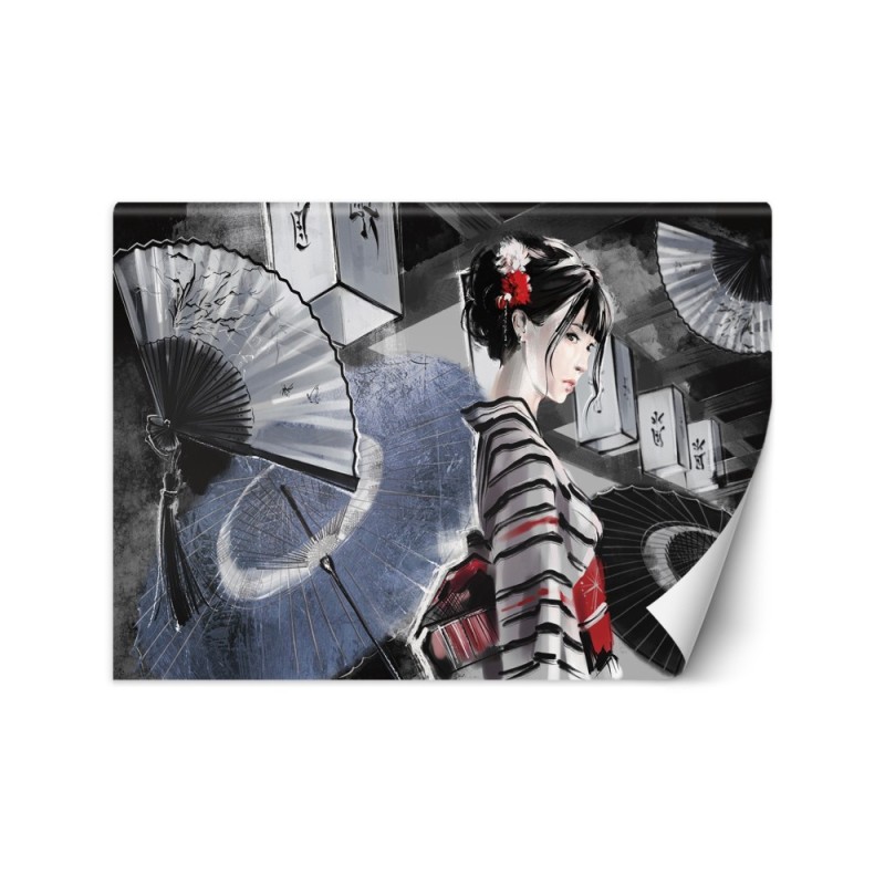 Modern wall murals - Geisha with fan | FEEBY