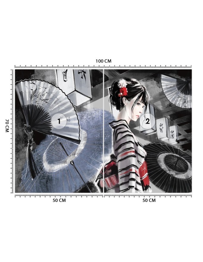 Modern wall murals - Geisha with fan | FEEBY