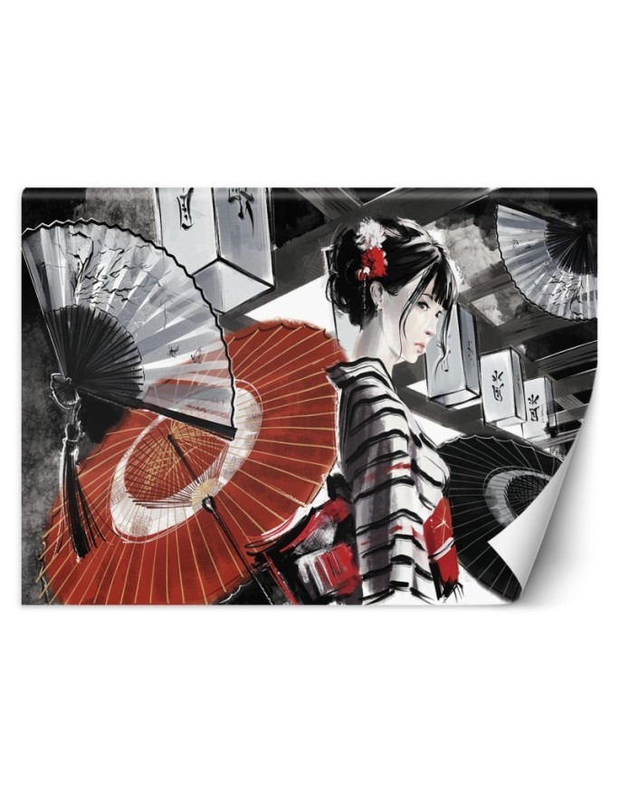 Modern wall mural - Geisha with fan | FEEBY