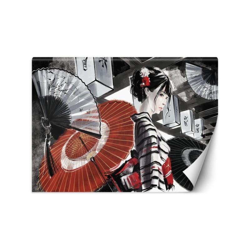 Modern wall mural - Geisha with fan | FEEBY