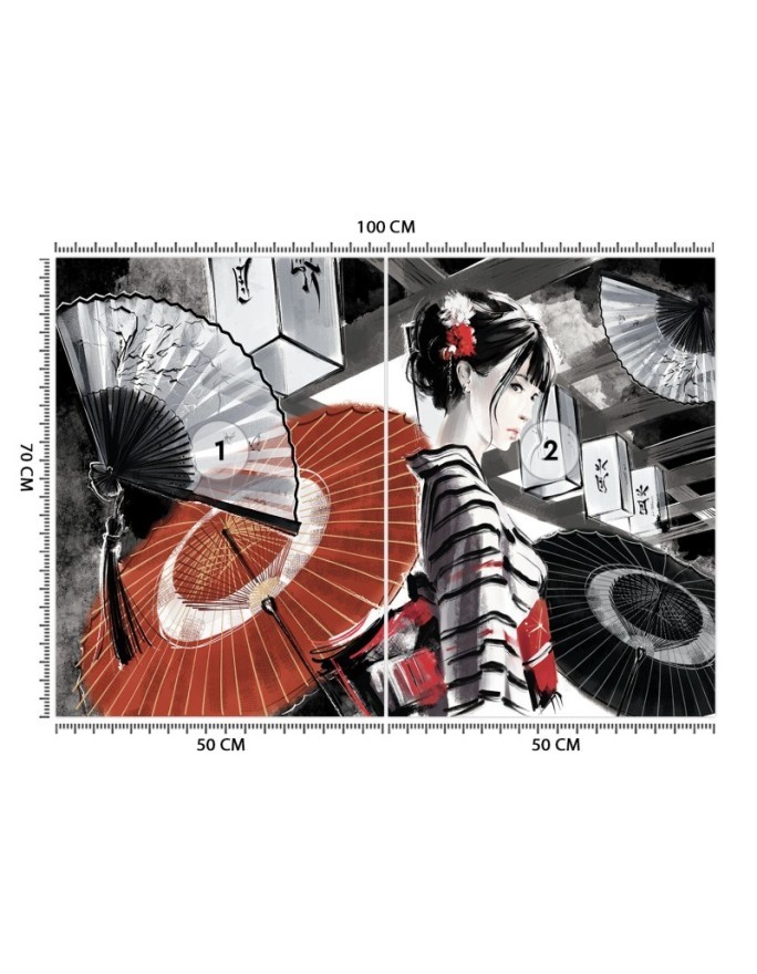 Modern wall mural - Geisha with fan | FEEBY