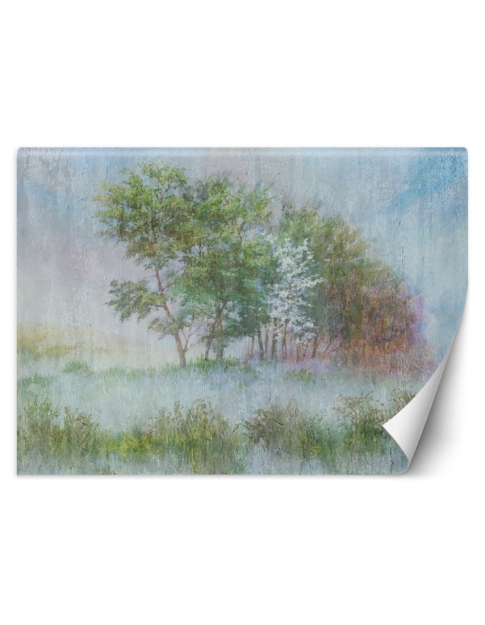 Inspirational wall murals - Trees in the mist watercolour | FEEBY