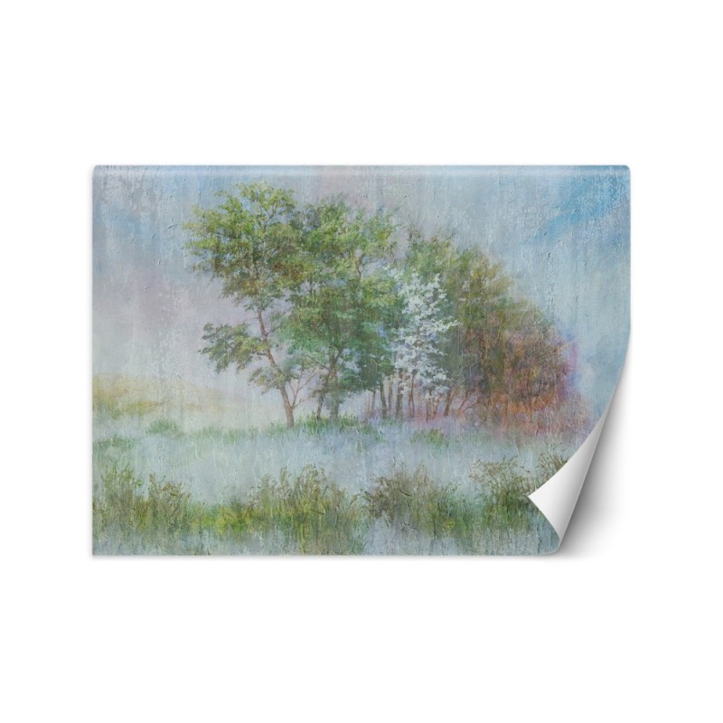 Inspirational wall murals - Trees in the mist watercolour | FEEBY