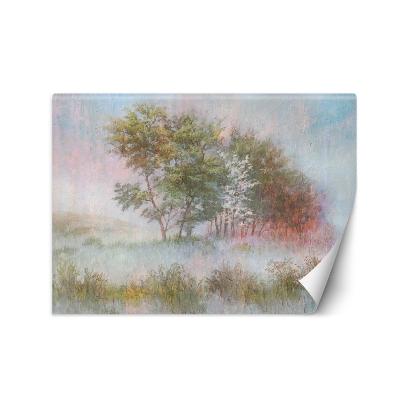 Inspirational wall murals - Trees in the mist watercolour | FEEBY