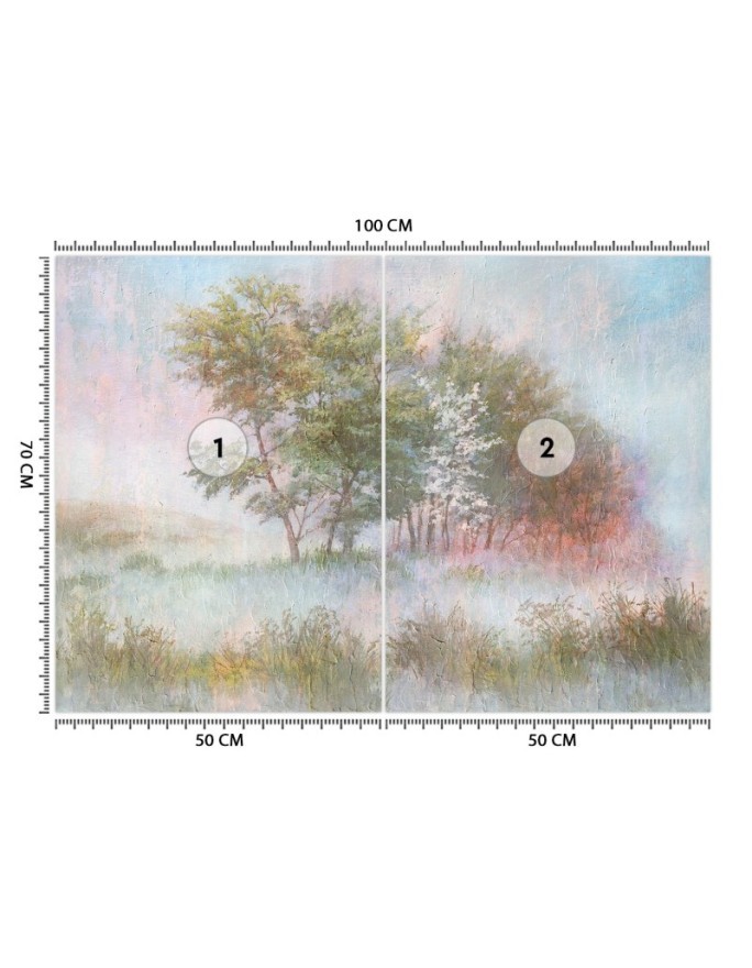 Inspirational wall murals - Trees in the mist watercolour | FEEBY