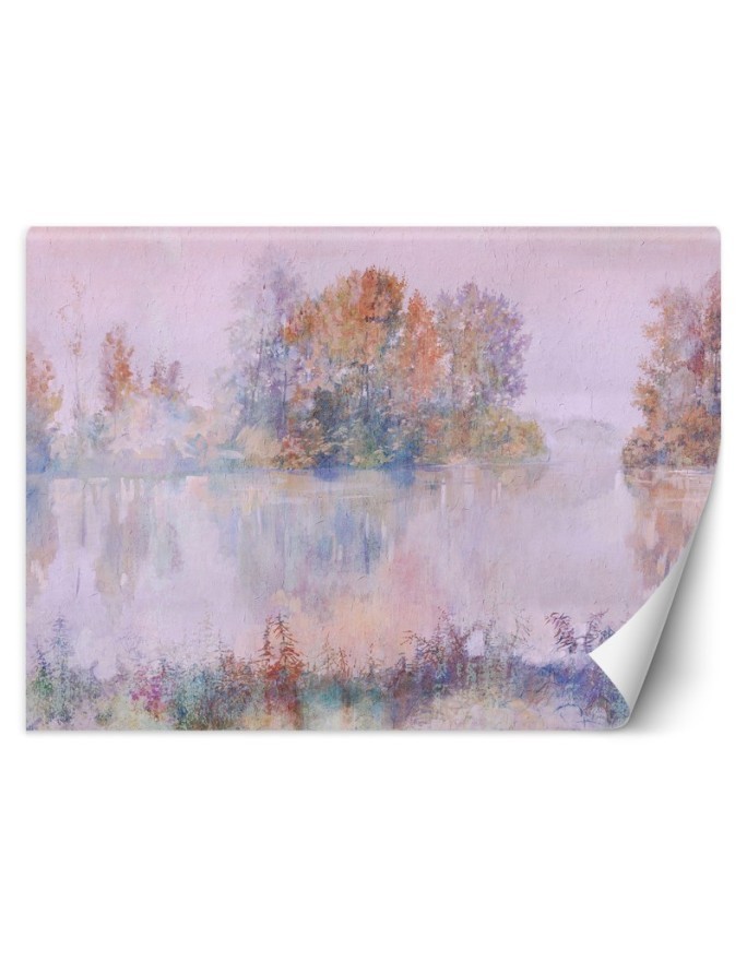 Stylish wall murals - Lake view fog watercolour | FEEBY