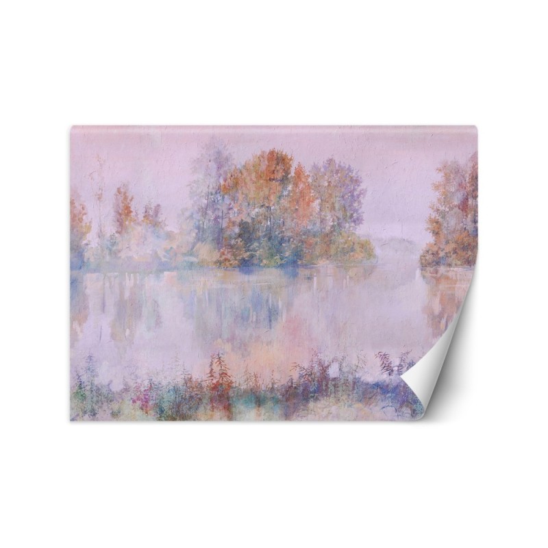 Stylish wall murals - Lake view fog watercolour | FEEBY
