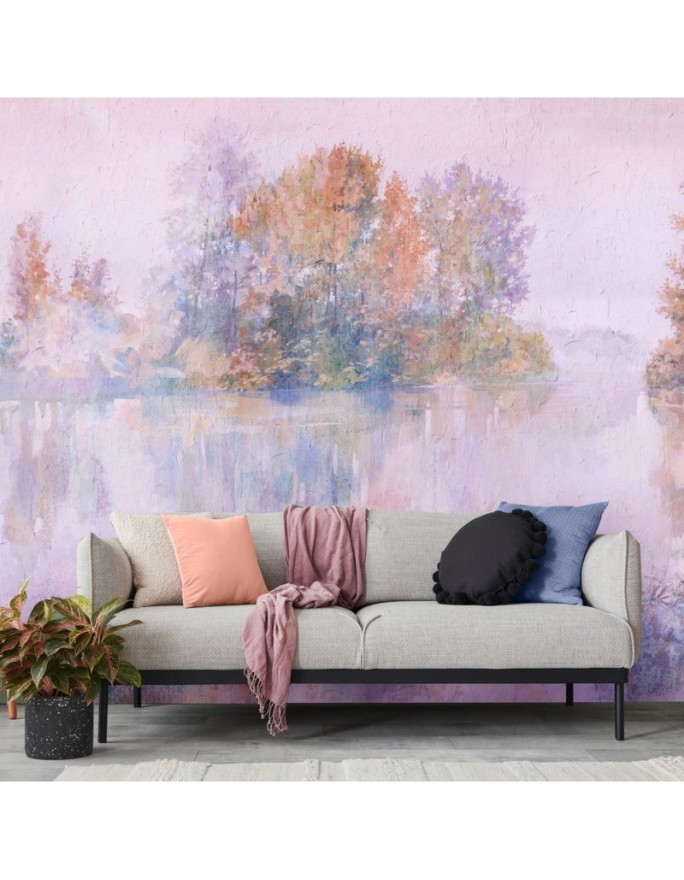 Stylish wall murals - Lake view fog watercolour | FEEBY