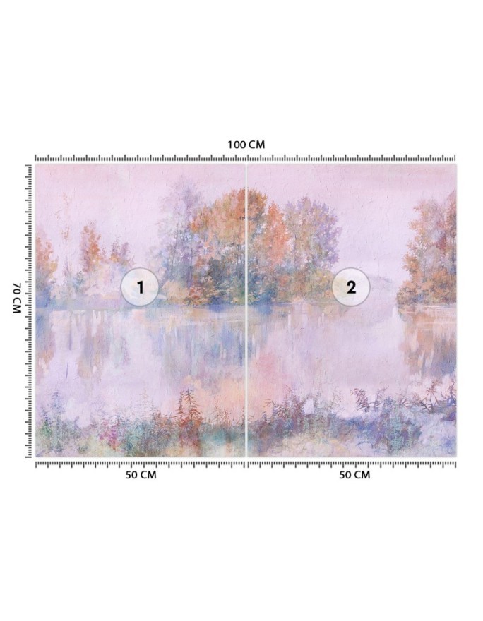 Stylish wall murals - Lake view fog watercolour | FEEBY