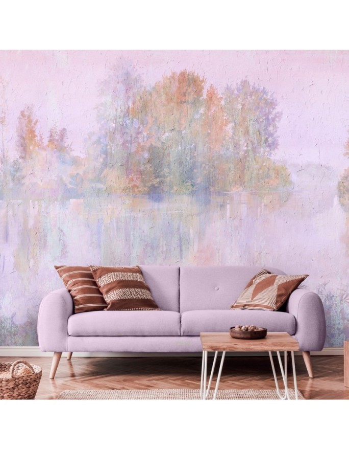 Stylish wall murals - Lake view fog watercolour | FEEBY