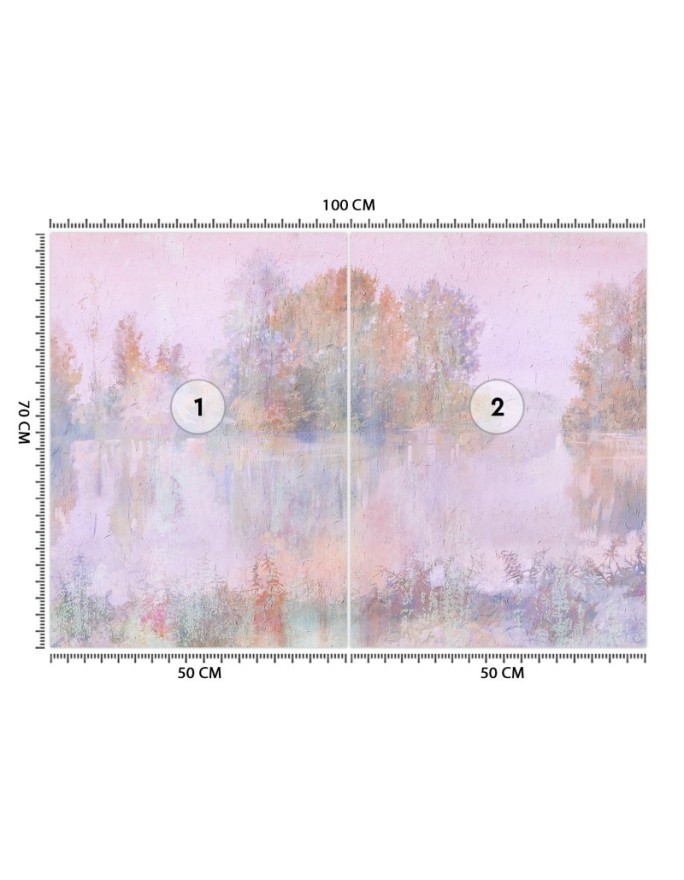 Stylish wall murals - Lake view fog watercolour | FEEBY