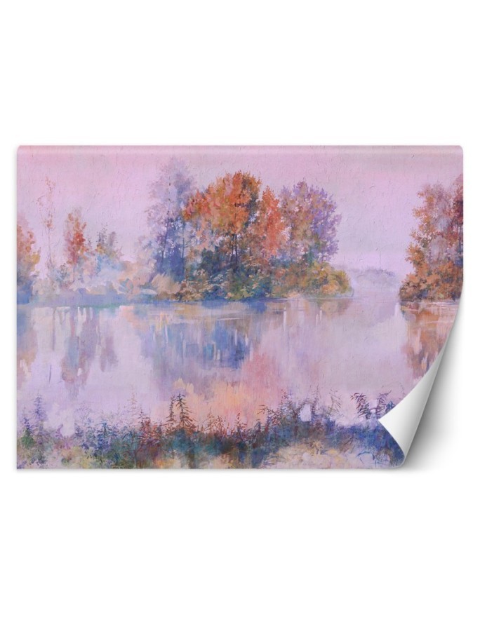 Stylish wall murals - Lake view fog watercolour | FEEBY