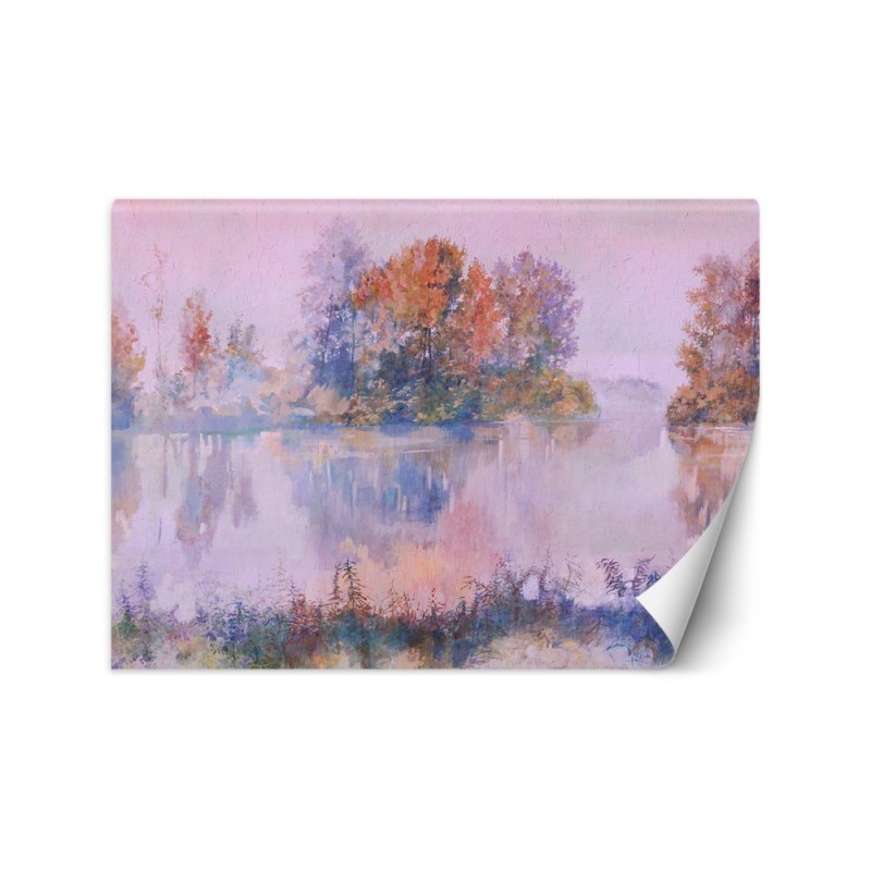 Stylish wall murals - Lake view fog watercolour | FEEBY