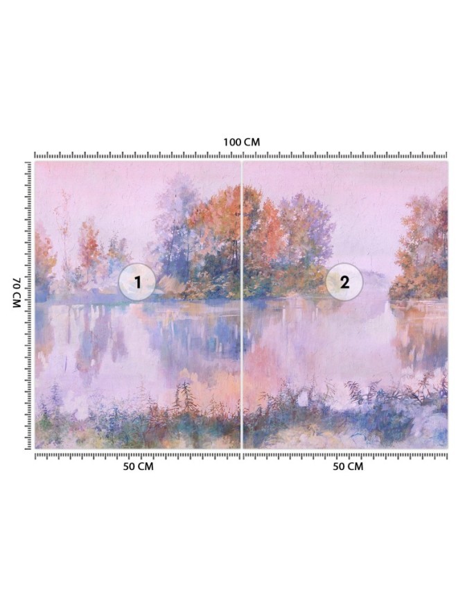 Stylish wall murals - Lake view fog watercolour | FEEBY
