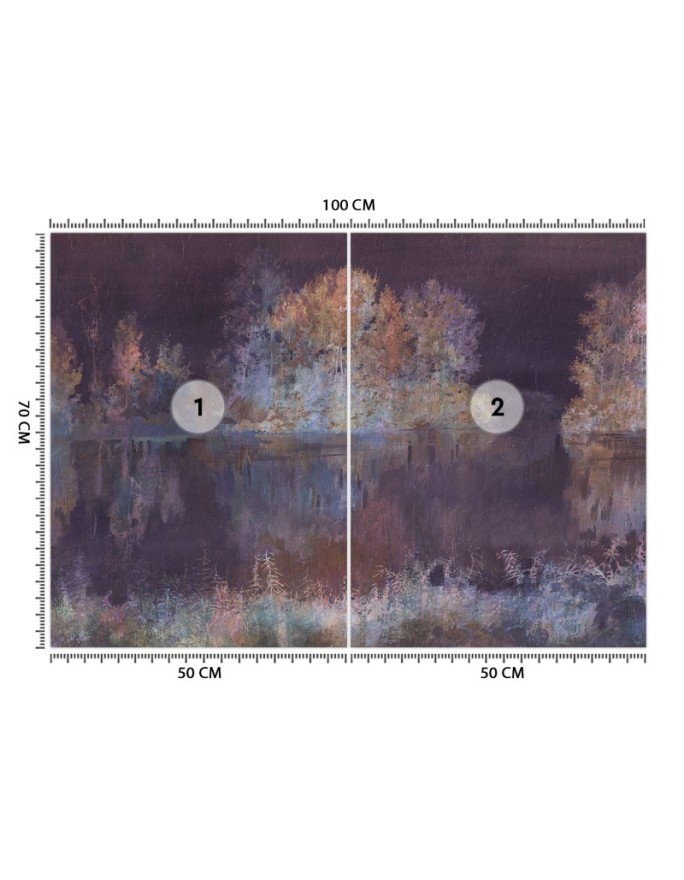 Stylish wall murals - Lake view fog watercolour | FEEBY