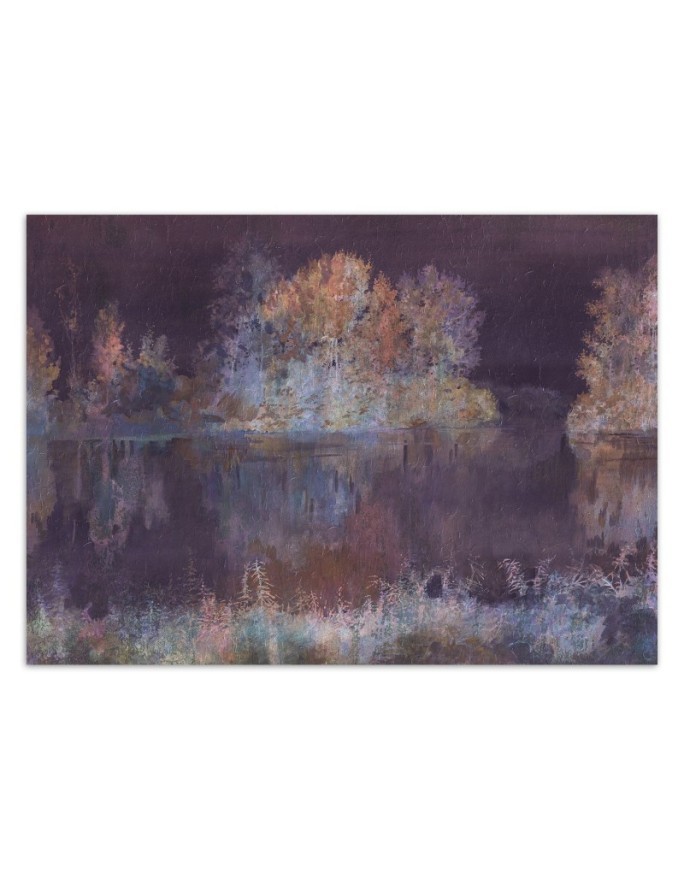 Stylish wall murals - Lake view fog watercolour | FEEBY