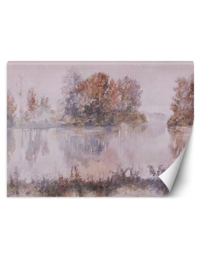 Stylish wall mural - Lake view fog watercolour | FEEBY