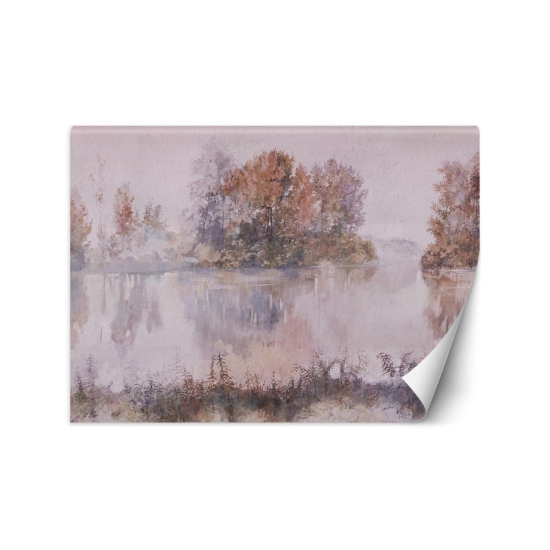 Stylish wall mural - Lake view fog watercolour | FEEBY