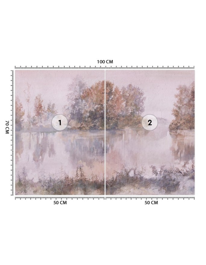 Stylish wall mural - Lake view fog watercolour | FEEBY