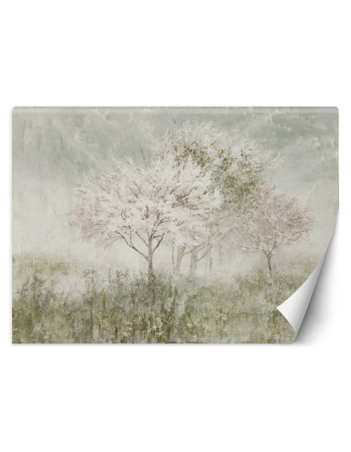 Most fashionable wall mural - Trees in mist in a meadow watercolour | FEEBY