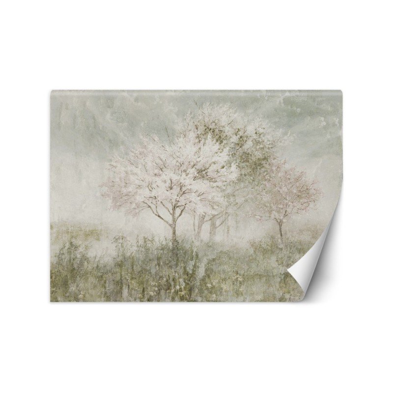 Most fashionable wall mural - Trees in mist in a meadow watercolour | FEEBY