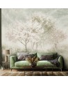 Most fashionable wall mural - Trees in mist in a meadow watercolour | FEEBY
