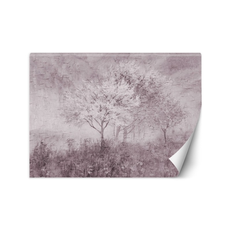 The most fashionable wall murals - Trees in the mist in a meadow watercolour | FEEBY
