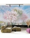 The most fashionable wall murals - Trees in the mist in a meadow watercolour | FEEBY