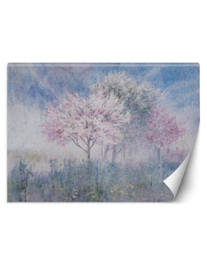 The most fashionable wall murals - Trees in the mist in a meadow watercolour | FEEBY