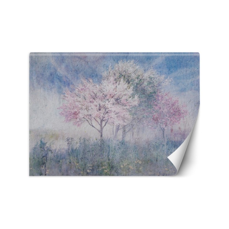 The most fashionable wall murals - Trees in the mist in a meadow watercolour | FEEBY