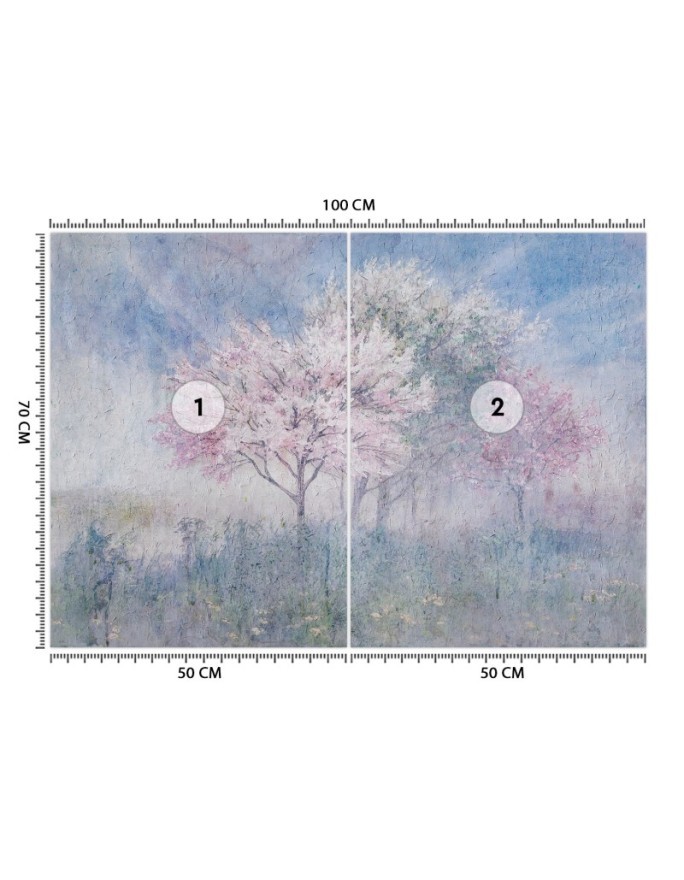 The most fashionable wall murals - Trees in the mist in a meadow watercolour | FEEBY
