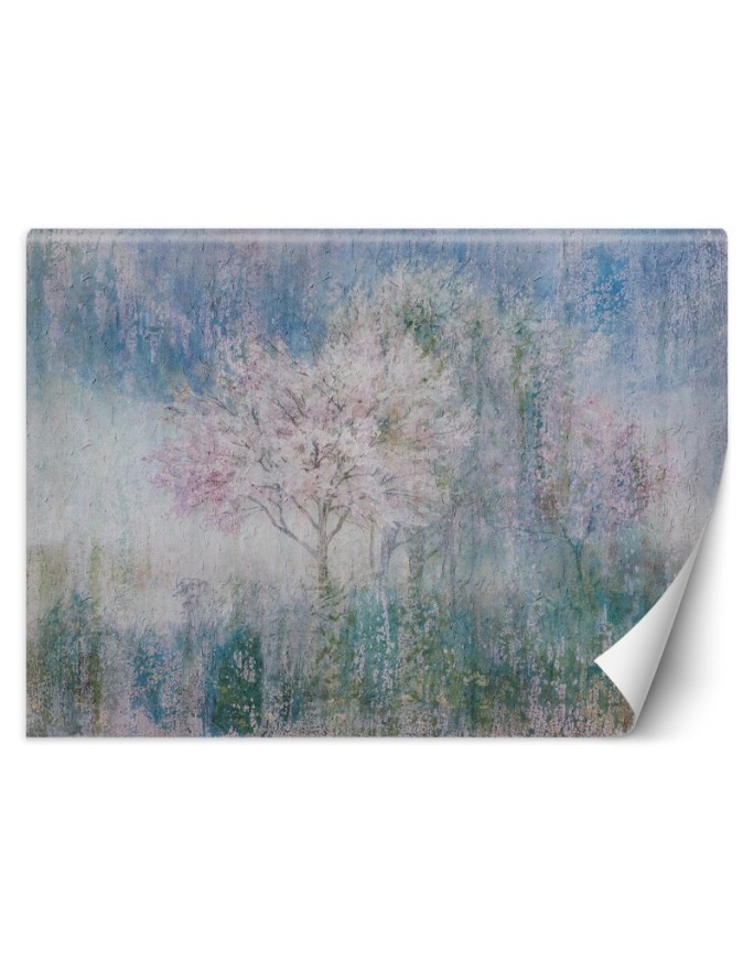The most fashionable wall murals - Trees in the mist in a meadow watercolour | FEEBY