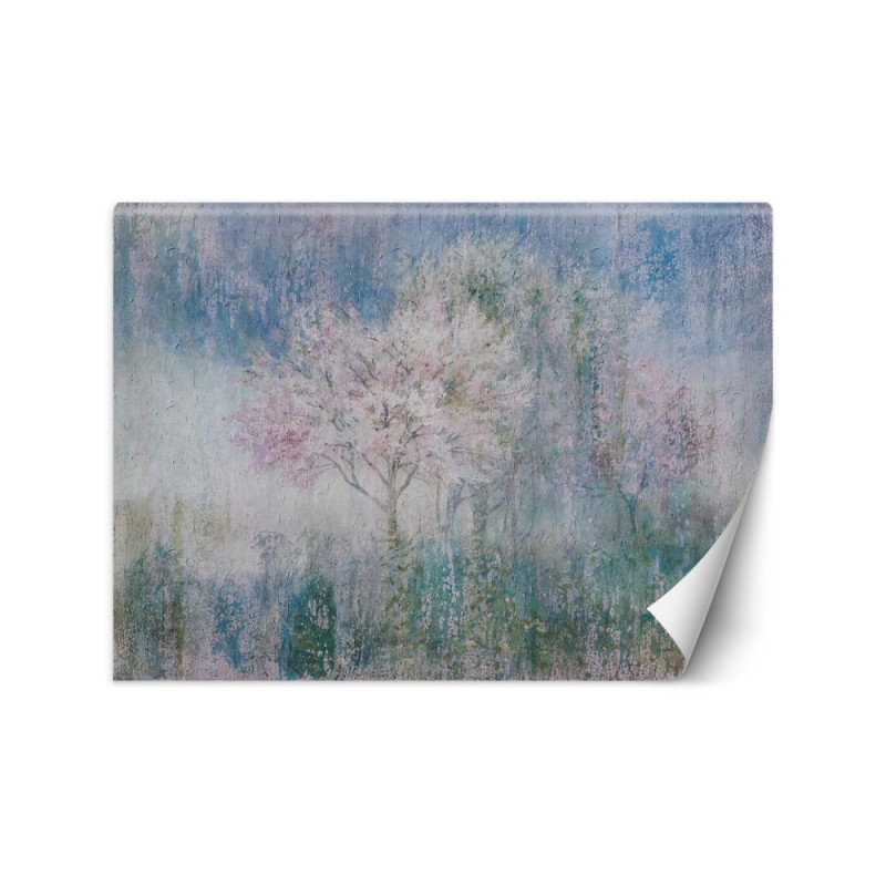 The most fashionable wall murals - Trees in the mist in a meadow watercolour | FEEBY