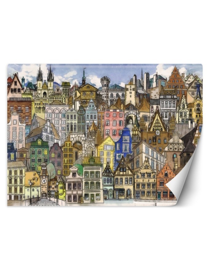 Children's wall mural - Colourful city | FEEBY