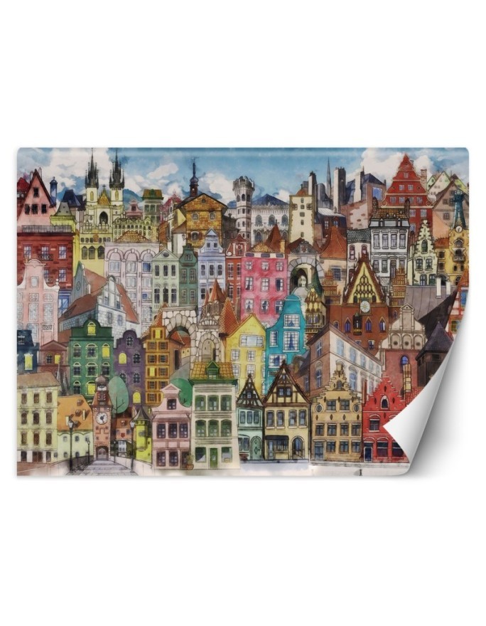 Children's wall mural - Colourful city | FEEBY