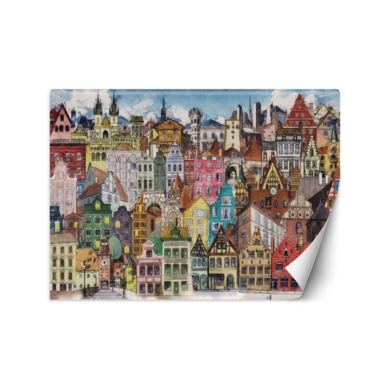 Children's wall mural - Colourful city | FEEBY