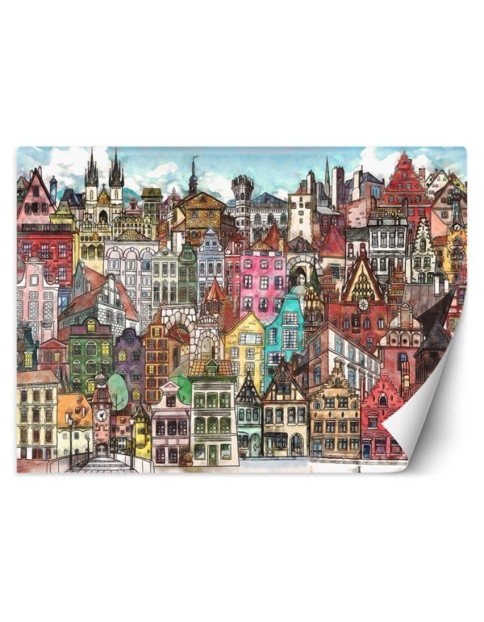 Children's wall mural - Colourful city | FEEBY